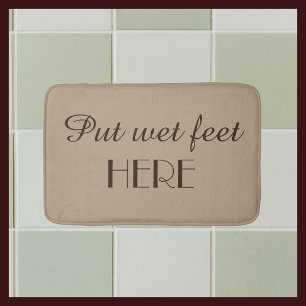 Brown and Tan Funny Wet Feet Bath Mat