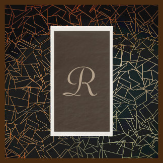 Brown and Tan Monogrammed Minimalist Napkin