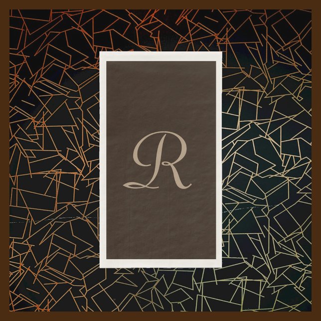 Brown and Tan Monogrammed Minimalist Napkin (Creator Uploaded)