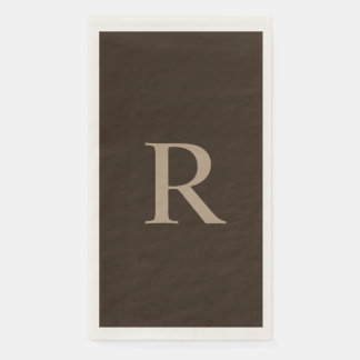 Brown and Tan Monogrammed Paper Guest Towel Napkin