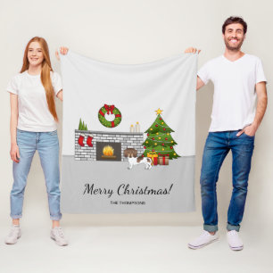 Brown And Tan Pied Short Hair Dachshund Christmas Fleece Blanket