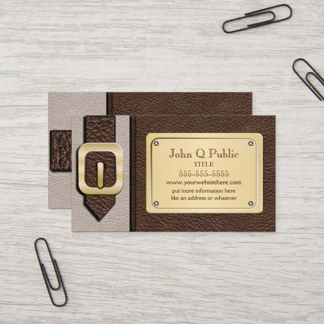 Brown and Tan Saddlebag Business Card (Front/Back In Situ)