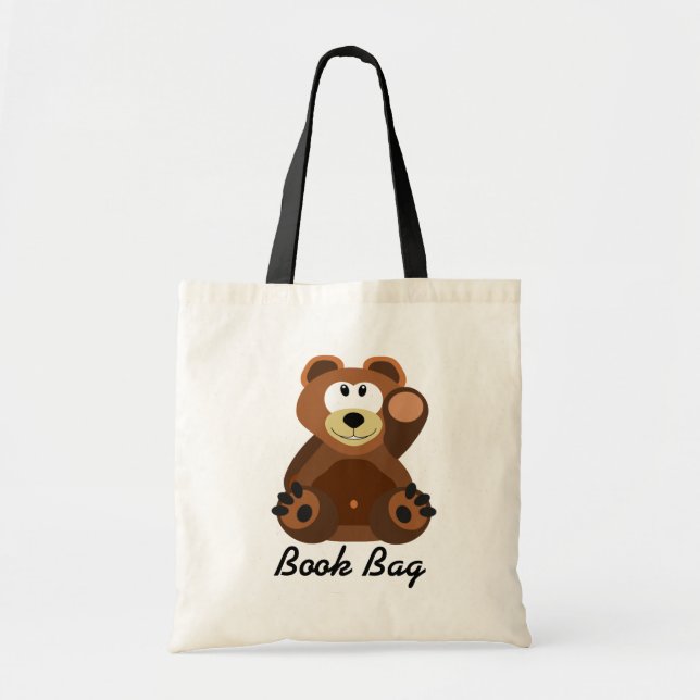 Brown and tan teddy bear book bag (Front)
