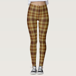 Brown and Tan Winter Plaid Leggings