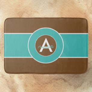 Brown and Teal Bath Mat