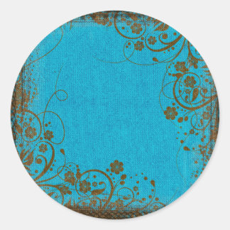 Brown And Teal Classic Round Sticker