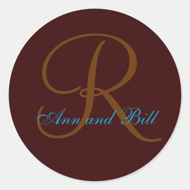 Brown and Teal First Name and Last Initial Seal (Front)