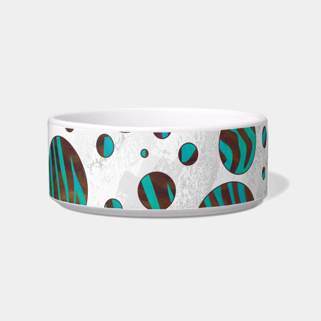 Brown and Teal Polka Dot Zebra Bowl (Right)