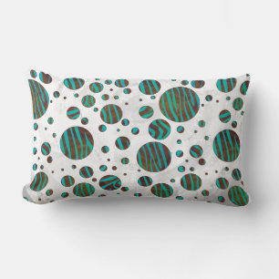 Brown and Teal Polka Dot Zebra Lumbar Cushion