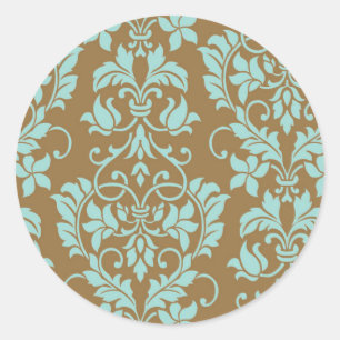 Brown and Tiffany Blue Damask Envelope Seal