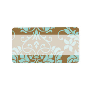 Brown and Tiffany Damask Mailing Address Label