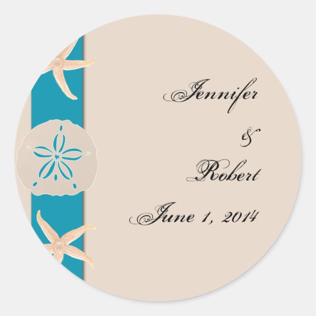 Brown and Turquoise Band Starfish Envelope Seal (Front)