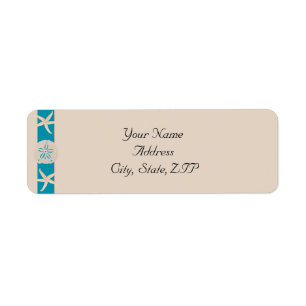 Brown and Turquoise Band Starfish Return Address