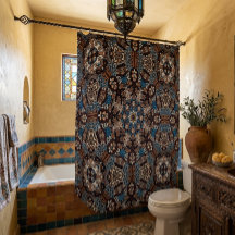 Brown and Turquoise Bohemian Shower Curtain