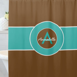 Brown and Turquoise Shower Curtain