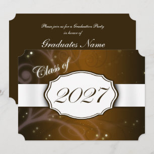 Brown and White 2027 Graduation Party Invitation