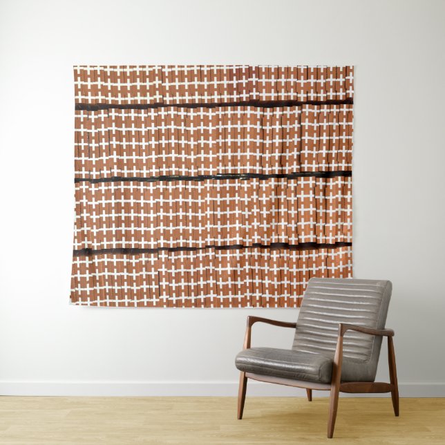 Brown and White Abstract Geometric  Tapestry (In Situ (Horizontal))