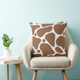 Brown and white abstract giraffe pattern cushion