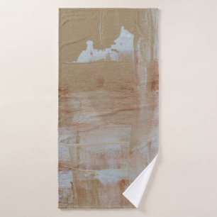 Brown and white abstract painting bath towel