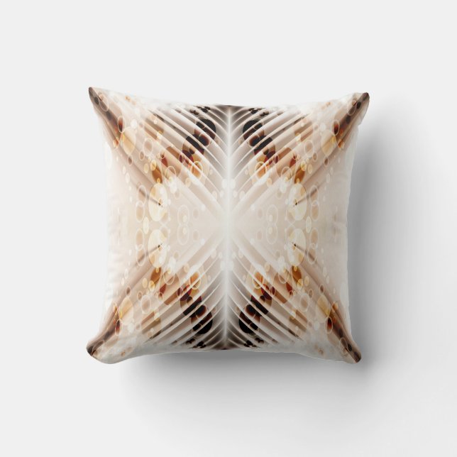 Brown and white abstract pattern cushion (Front)