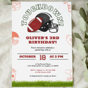 Brown and white American Football Birthday Invite