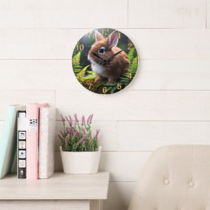 Brown And White Baby Dwarf Bunny, Wall Clock