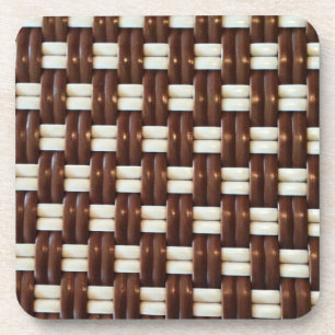 Brown and White Basket Weave Coaster