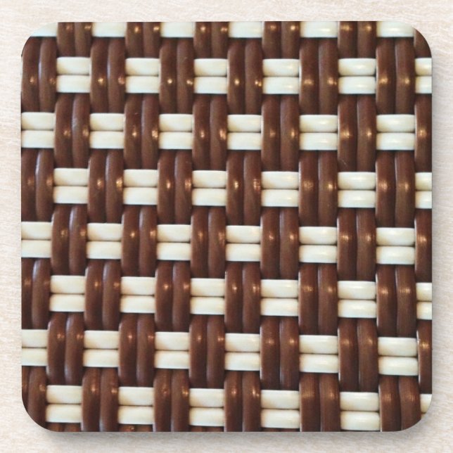 Brown and White Basket Weave Coaster (Front)