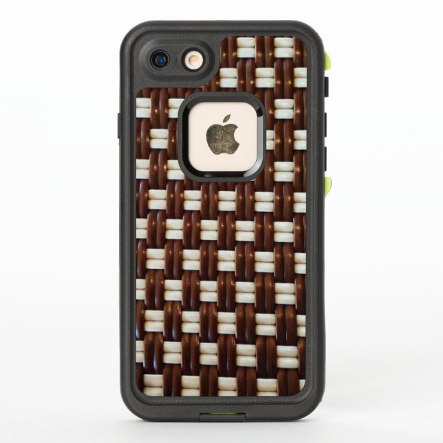 Brown and White Basket Weave LifeProof iPhone Case (Back)