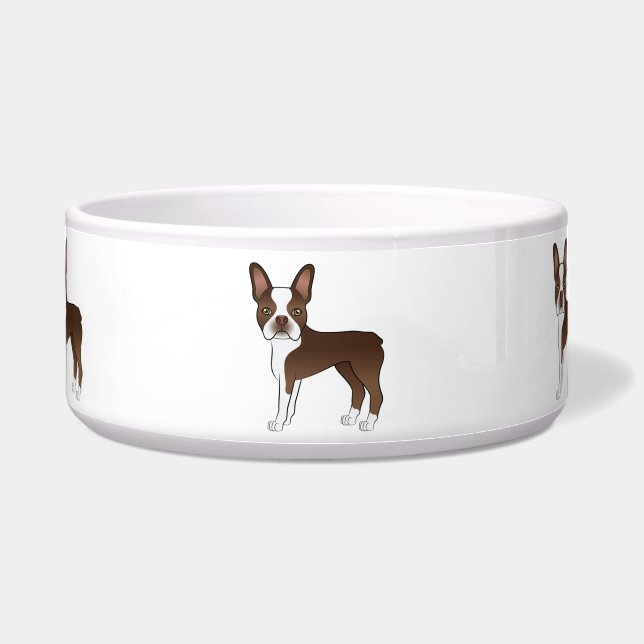 Brown And White Boston Terrier Cute Cartoon Dogs (Front)