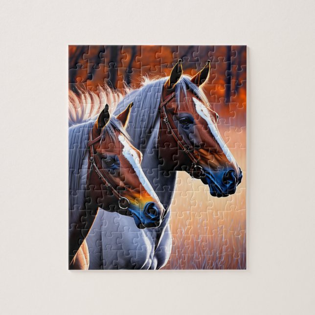 Brown And White Brumby Horses, Jigsaw Puzzle (Vertical)