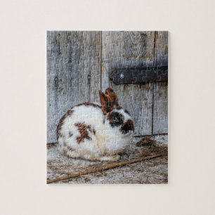 Brown and White Bunny Rabbit on the Farm Jigsaw Puzzle
