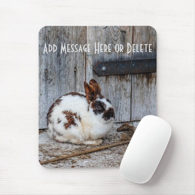 Brown and White Bunny  Rabbit on the Farm Mouse Mat (With Mouse)