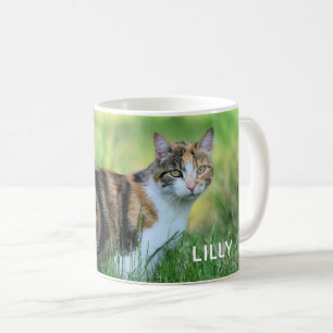 Brown and white cat coffee mug