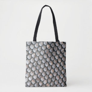 Brown and white ceramic tile tote bag