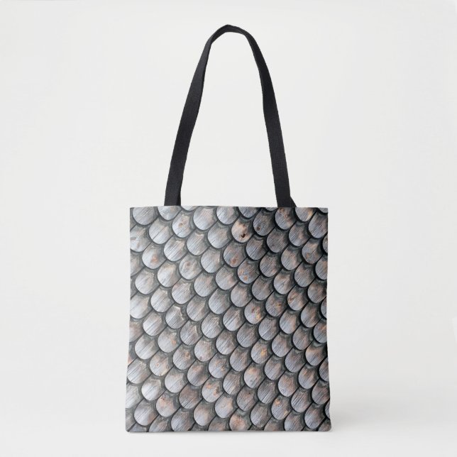 Brown and white ceramic tile tote bag (Front)
