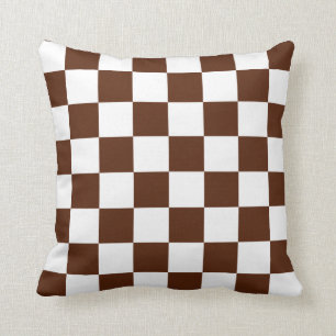 Brown and White Checks Cushion