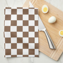 Brown and White Chequered Kitchen Towel