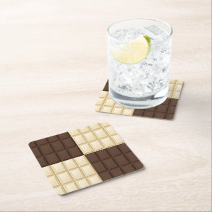 Brown And White Chocolate Square Paper Coaster