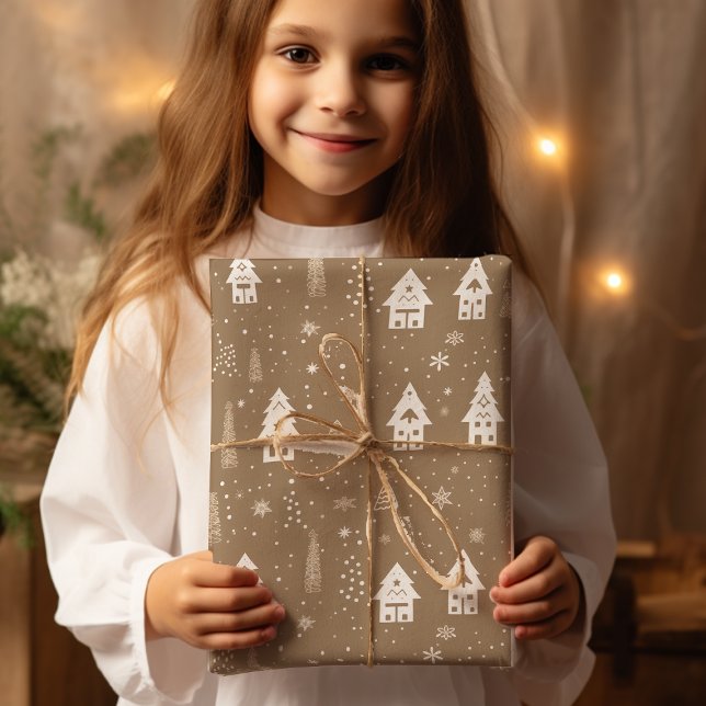 Brown And White Christmas  Wrapping Paper (Creator Uploaded)