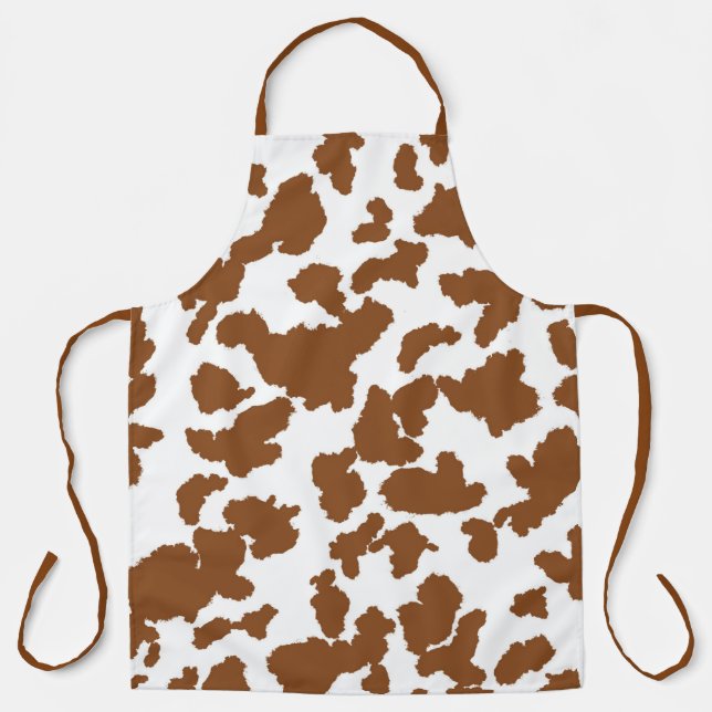 Brown And White Cow Hide Fur Pattern Apron (Front)
