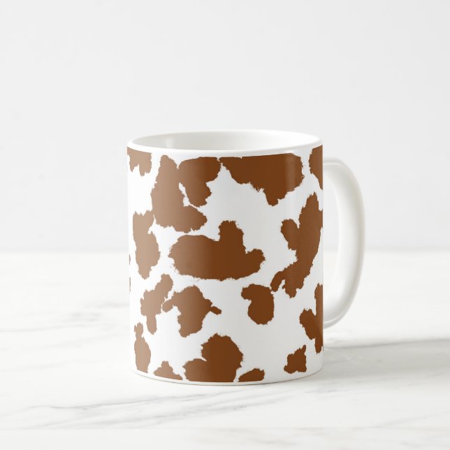 Brown And White Cow Hide Fur Pattern Coffee Mug (Front Right)