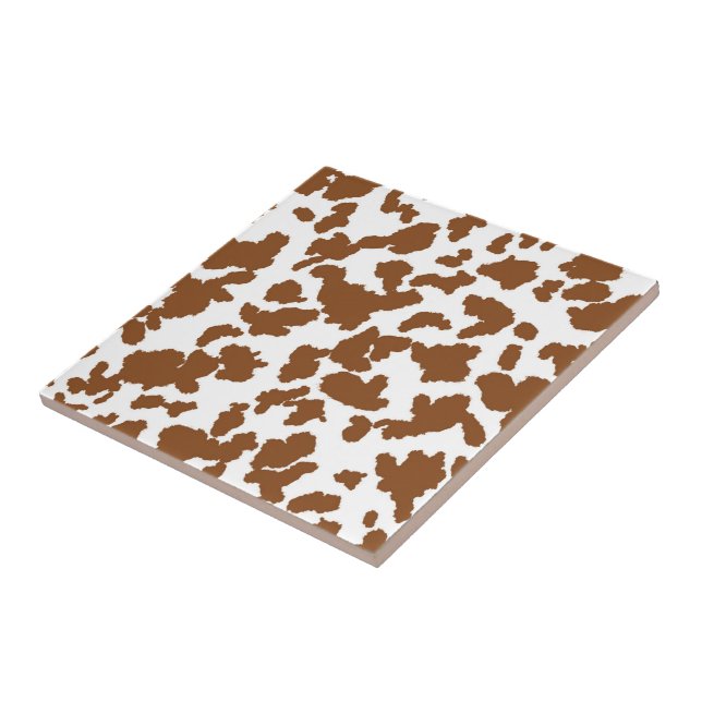 Brown And White Cow Hide Fur Pattern Tile (Side)