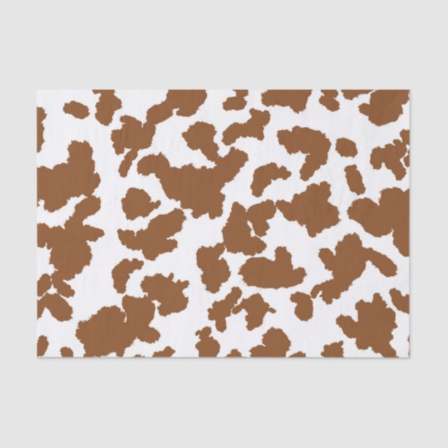 Brown And White Cow Hide Fur Pattern Tissue Paper (Front)