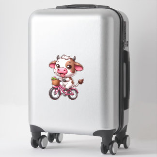 Brown and White Cow Riding a Bike
