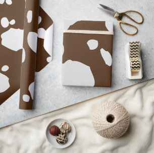 Brown And White Cow Spots Animal Print Wrapping Paper