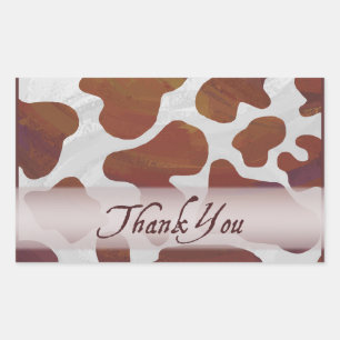Brown and White Cow Spots Thank You Rectangular Sticker