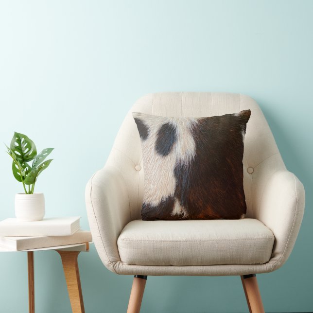 Brown and White Cowhide Print, Farmhouse decor  Cushion (Chair)