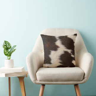 Brown and White Cowhide Print, Farmhouse decor Cushion