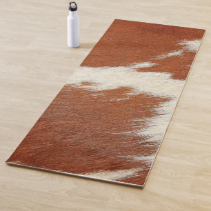 Brown and white cowhide texture yoga mat